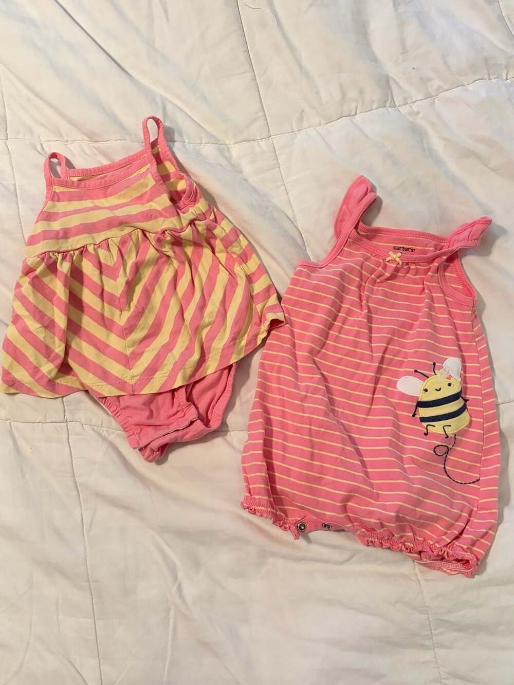 Carter's Baby Girl 2-Piece Bodysuit Dress and Bubble Romper Set 9M